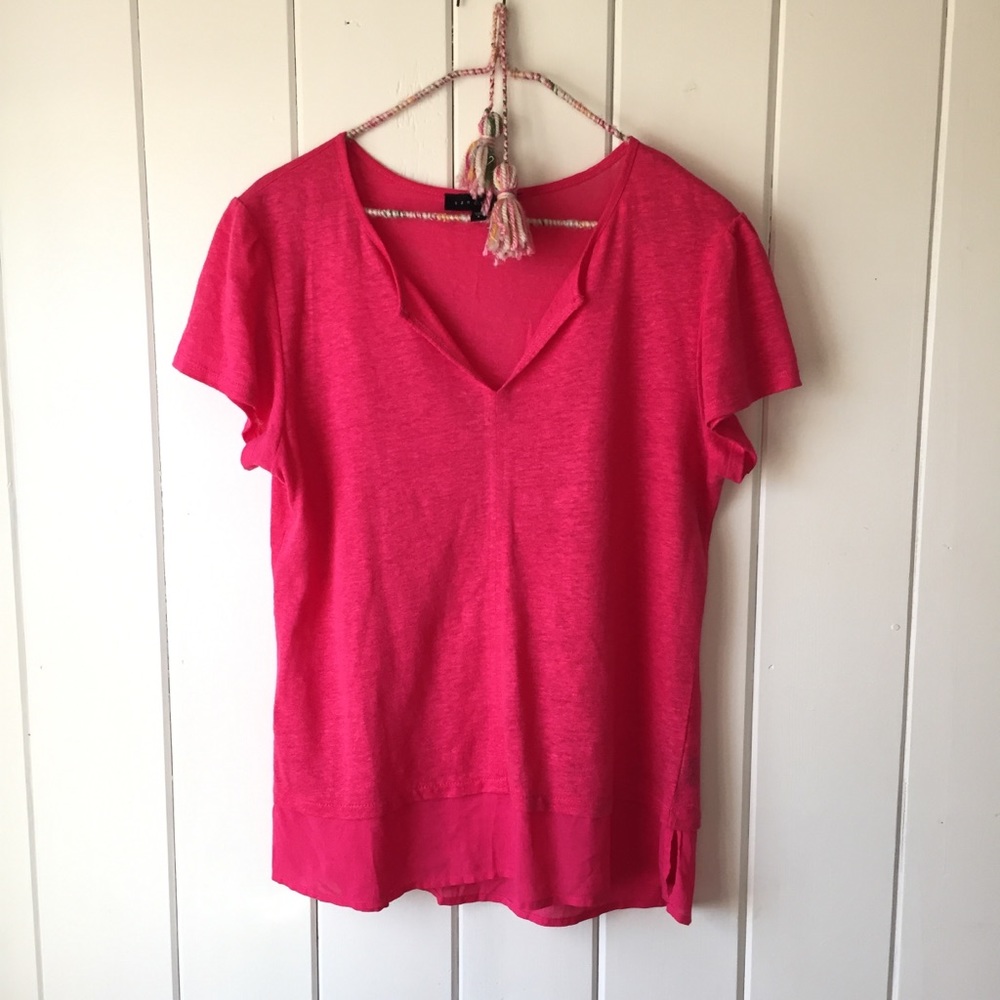 Sanctuary Pink Linen ruffle hem t-shirt Small